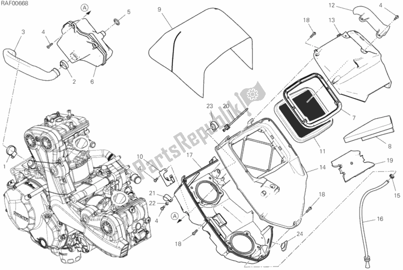All parts for the Intake of the Ducati Multistrada 950 S SW Thailand 2020